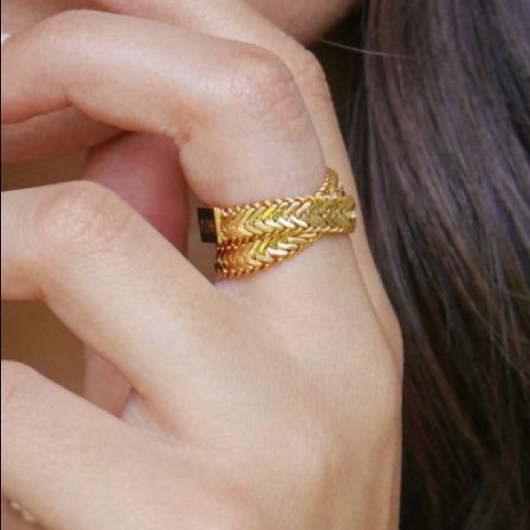 💛18K gold plated flat chain statement ring - Picture 4 of 12